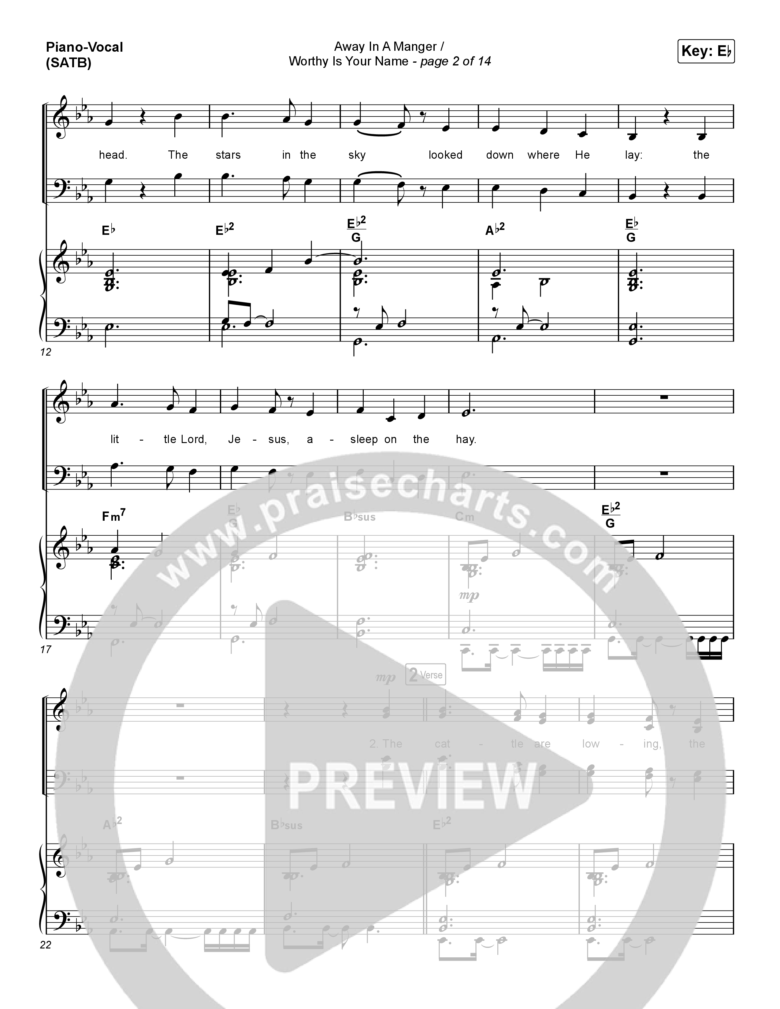 Away In A Manger / Worthy Is Your Name (Choral Anthem SATB) Piano Sheet (Maverick City Music / Chandler Moore / Kim Walker-Smith / Arr. Luke Gambill)