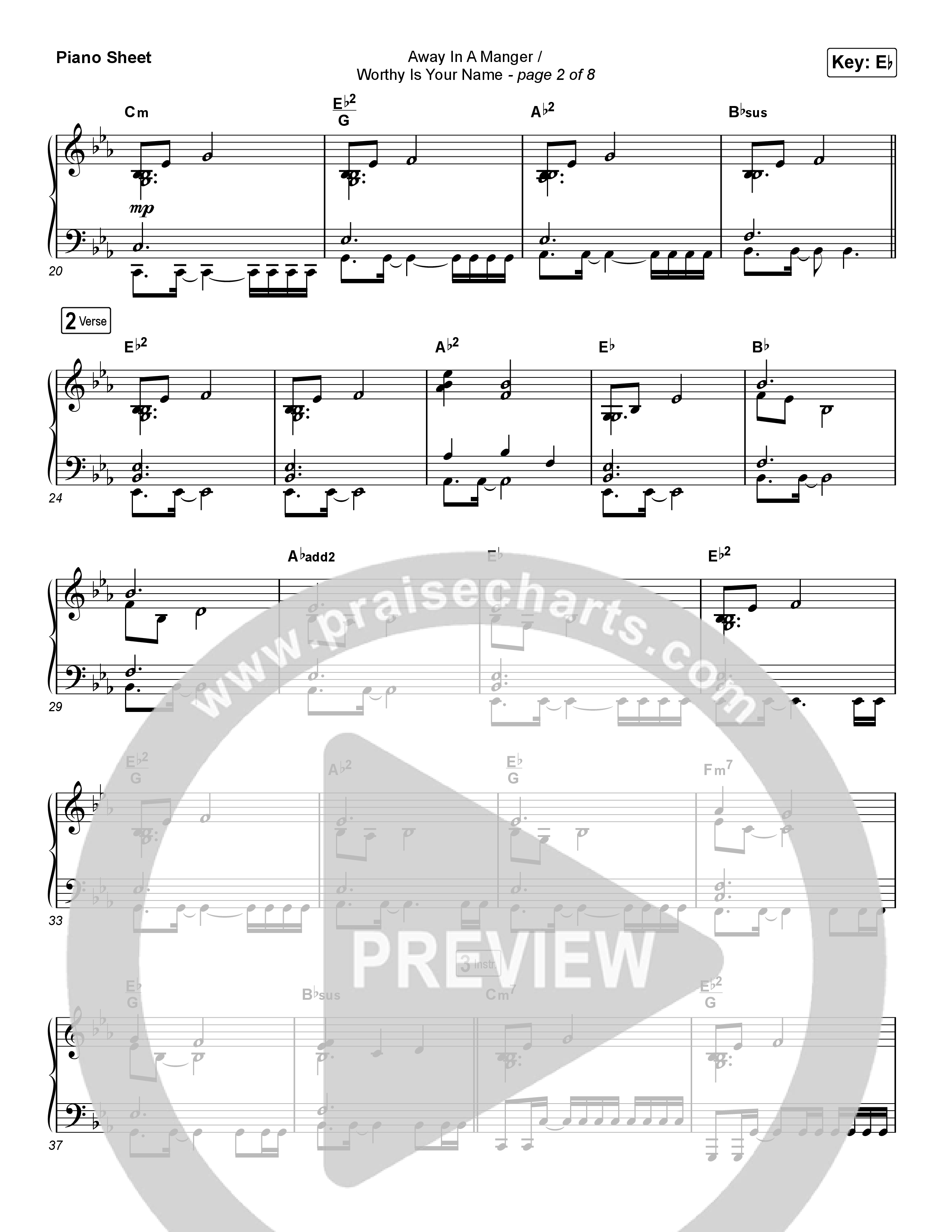 Away In A Manger / Worthy Is Your Name (Choral Anthem SATB) Piano Sheet (Maverick City Music / Chandler Moore / Kim Walker-Smith / Arr. Luke Gambill)