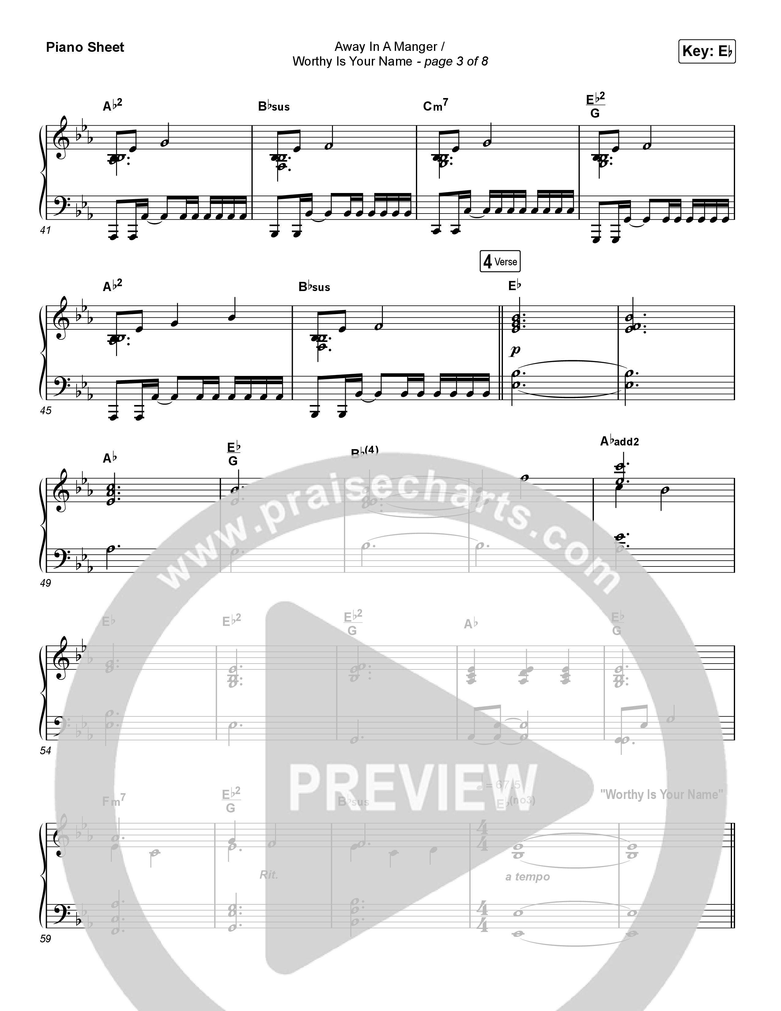 Away In A Manger / Worthy Is Your Name (Choral Anthem SATB) Piano Sheet (Maverick City Music / Chandler Moore / Kim Walker-Smith / Arr. Luke Gambill)