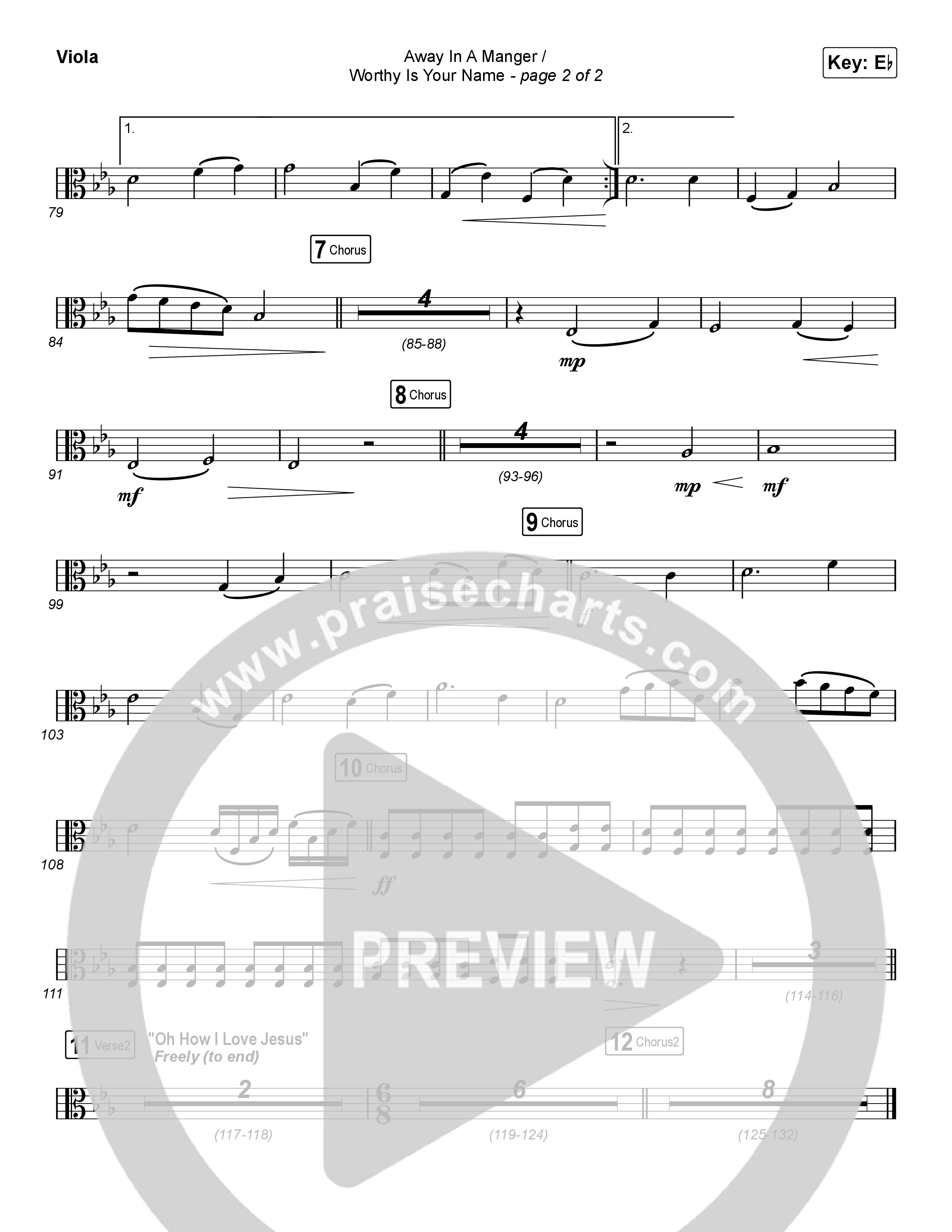 Away In A Manger / Worthy Is Your Name (Choral Anthem SATB) Viola (Maverick City Music / Chandler Moore / Kim Walker-Smith / Arr. Luke Gambill)