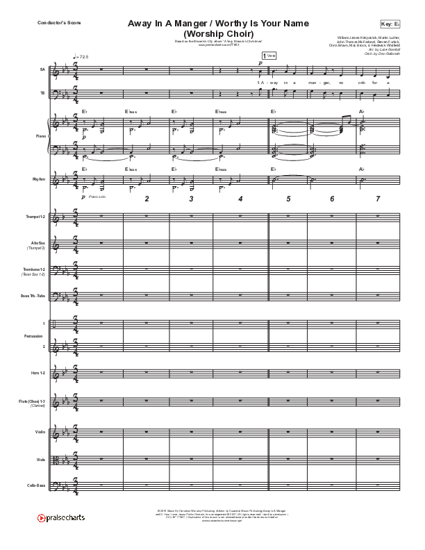 Away In A Manger / Worthy Is Your Name (Choral Anthem SATB) Conductor's Score (Maverick City Music / Chandler Moore / Kim Walker-Smith / Arr. Luke Gambill)