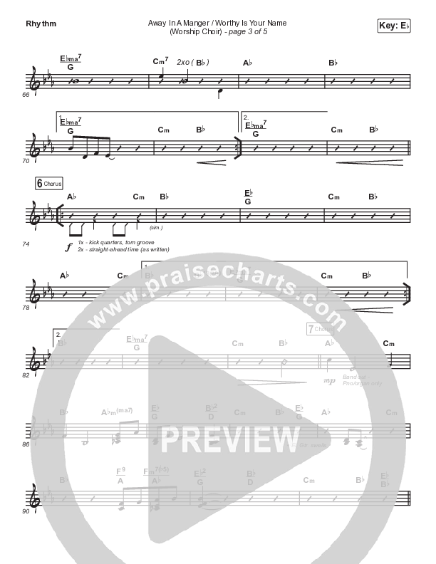 Away In A Manger / Worthy Is Your Name (Choral Anthem SATB) Rhythm Chart (Maverick City Music / Chandler Moore / Kim Walker-Smith / Arr. Luke Gambill)