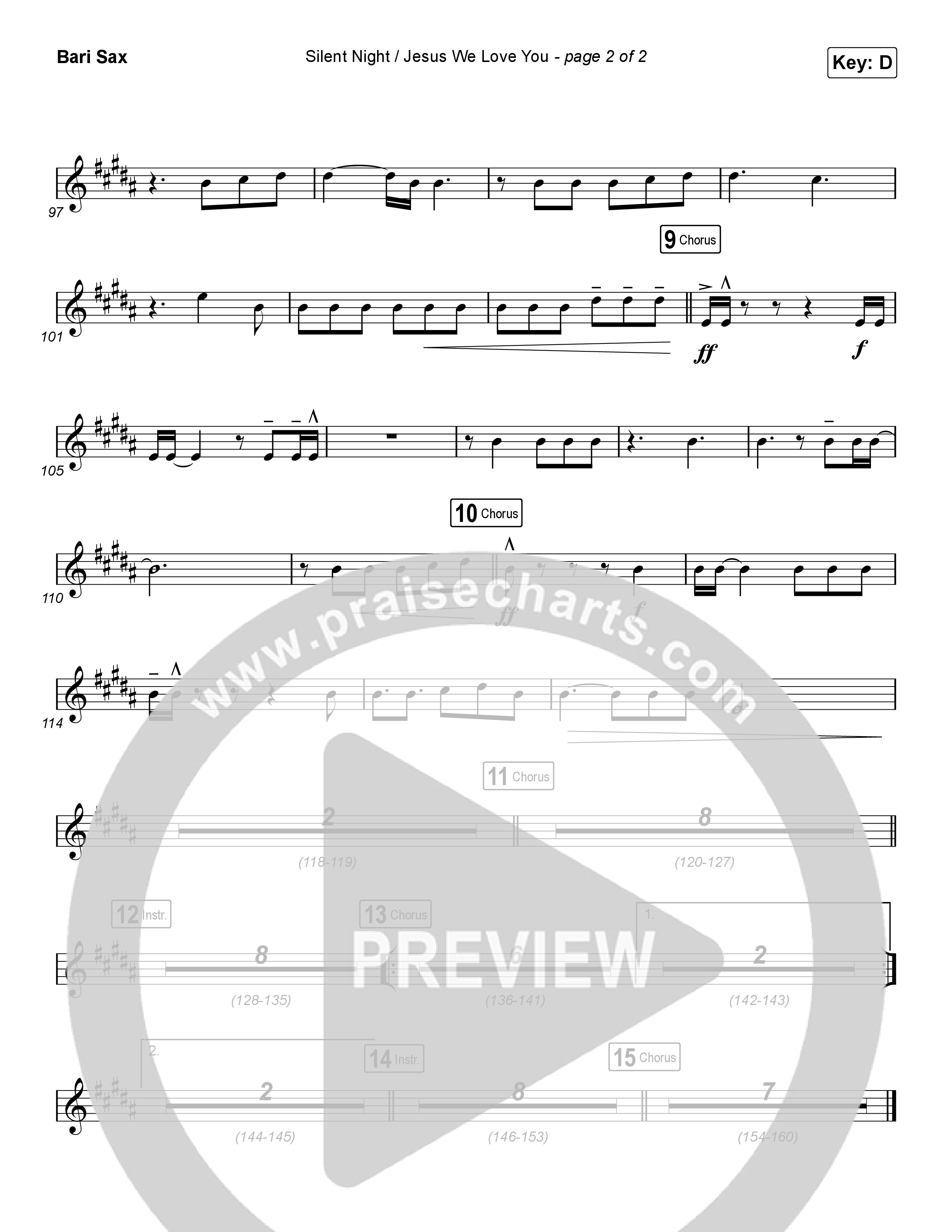 Silent Night / Jesus We Love You (Choral Anthem SATB) Bari Sax (Maverick City Music / Brandon Lake / Kim Walker-Smith / Phil Wickham / Arr. Luke Gambill)