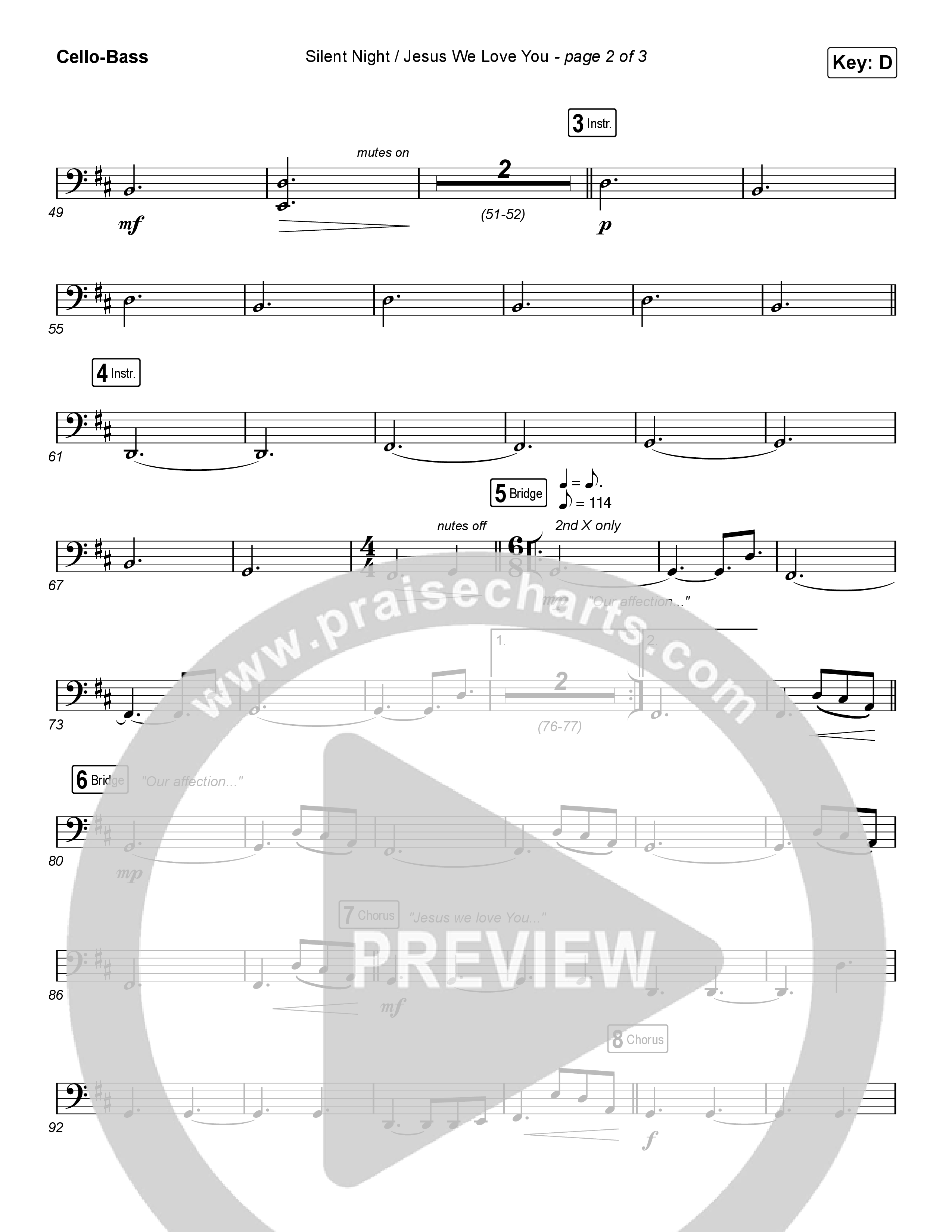 Silent Night / Jesus We Love You (Choral Anthem SATB) Cello/Bass (Maverick City Music / Brandon Lake / Kim Walker-Smith / Phil Wickham / Arr. Luke Gambill)