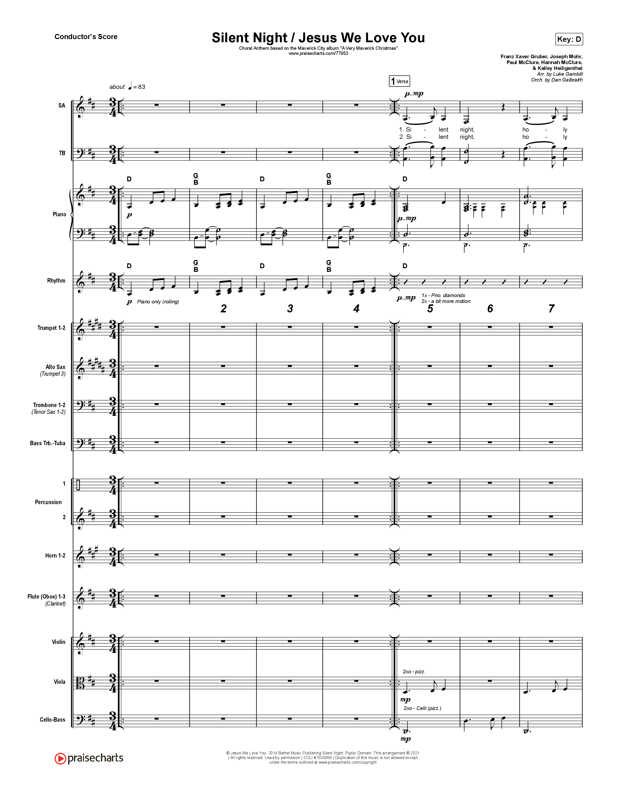 Silent Night / Jesus We Love You (Choral Anthem SATB) Orchestration (Maverick City Music / Brandon Lake / Kim Walker-Smith / Phil Wickham / Arr. Luke Gambill)