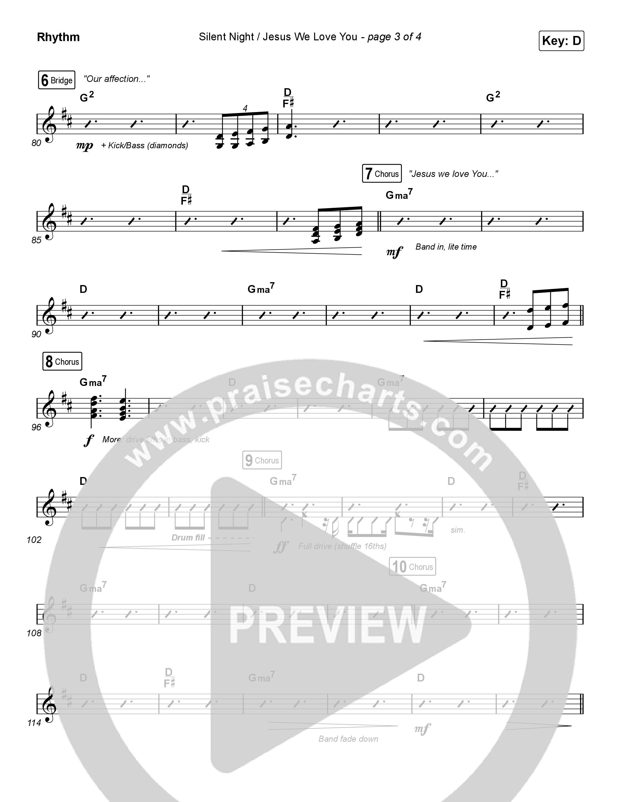 Silent Night / Jesus We Love You (Choral Anthem SATB) Rhythm Chart (Maverick City Music / Brandon Lake / Kim Walker-Smith / Phil Wickham / Arr. Luke Gambill)