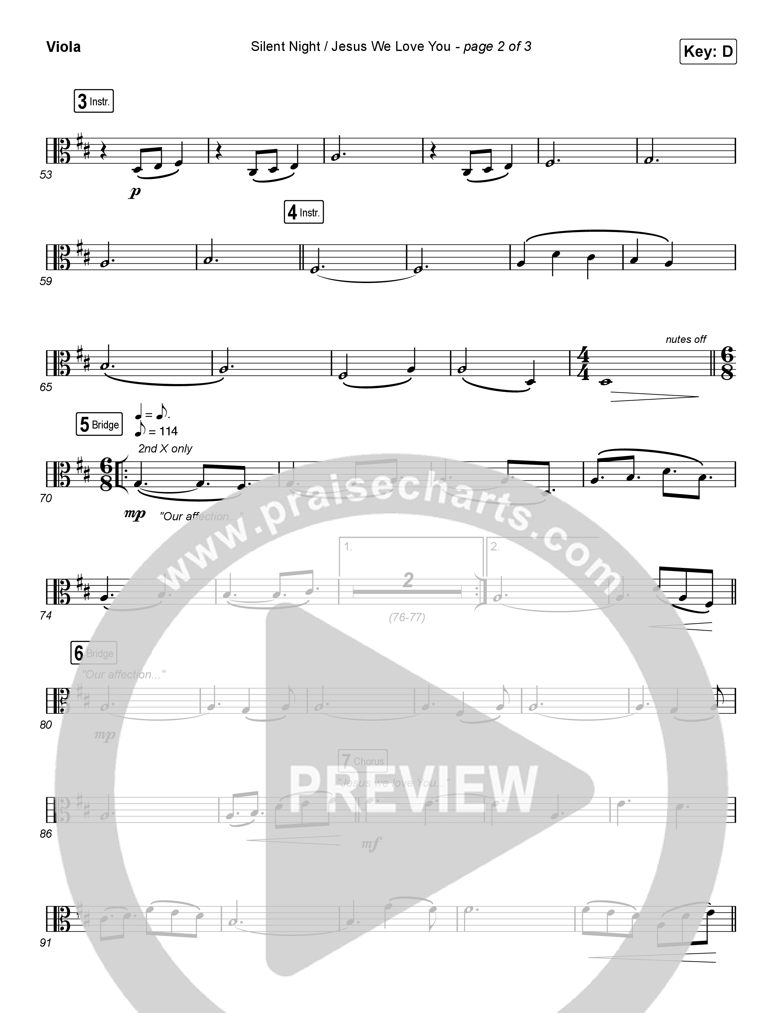 Silent Night / Jesus We Love You (Choral Anthem SATB) Viola (Maverick City Music / Brandon Lake / Kim Walker-Smith / Phil Wickham / Arr. Luke Gambill)