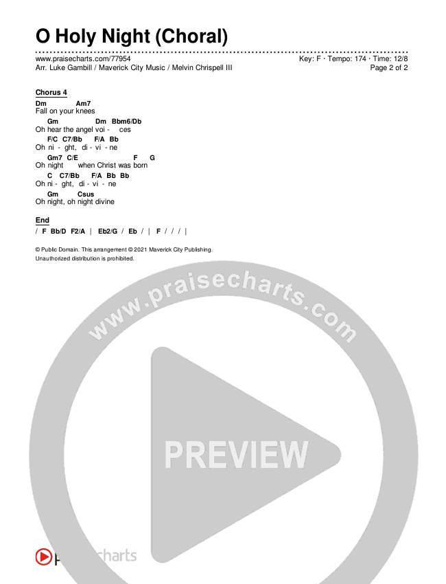 O Holy Night (Choral Anthem SATB) Chords & Lyrics (Arr. Luke Gambill / Maverick City Music / Melvin Chrispell III)