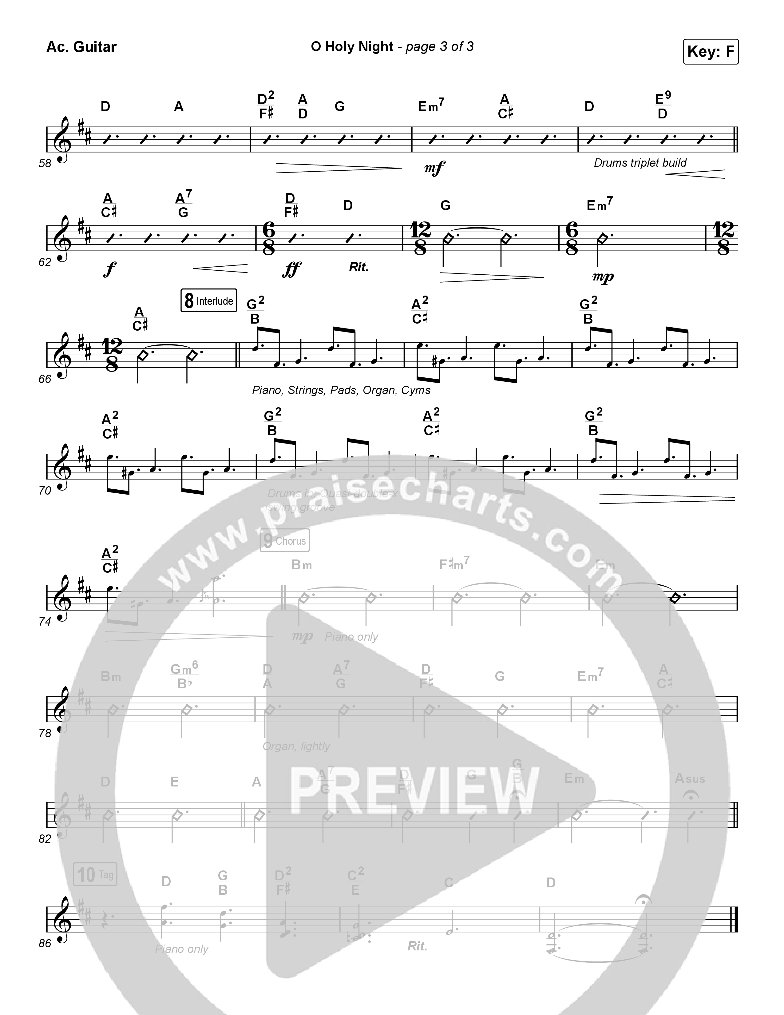 O Holy Night (Choral Anthem SATB) Acoustic Guitar (Arr. Luke Gambill / Maverick City Music / Melvin Chrispell III)