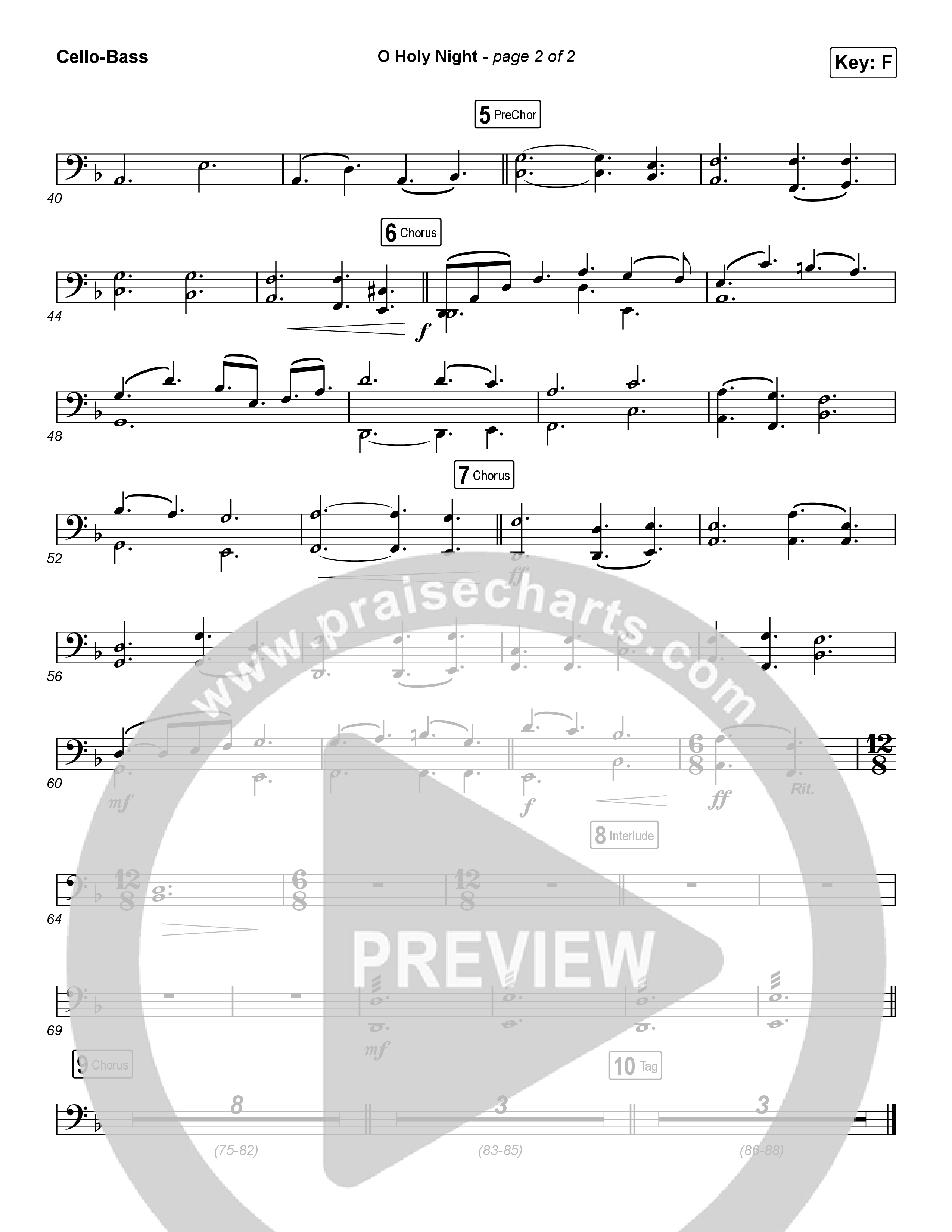 O Holy Night (Choral Anthem SATB) Cello/Bass (Arr. Luke Gambill / Maverick City Music / Melvin Chrispell III)