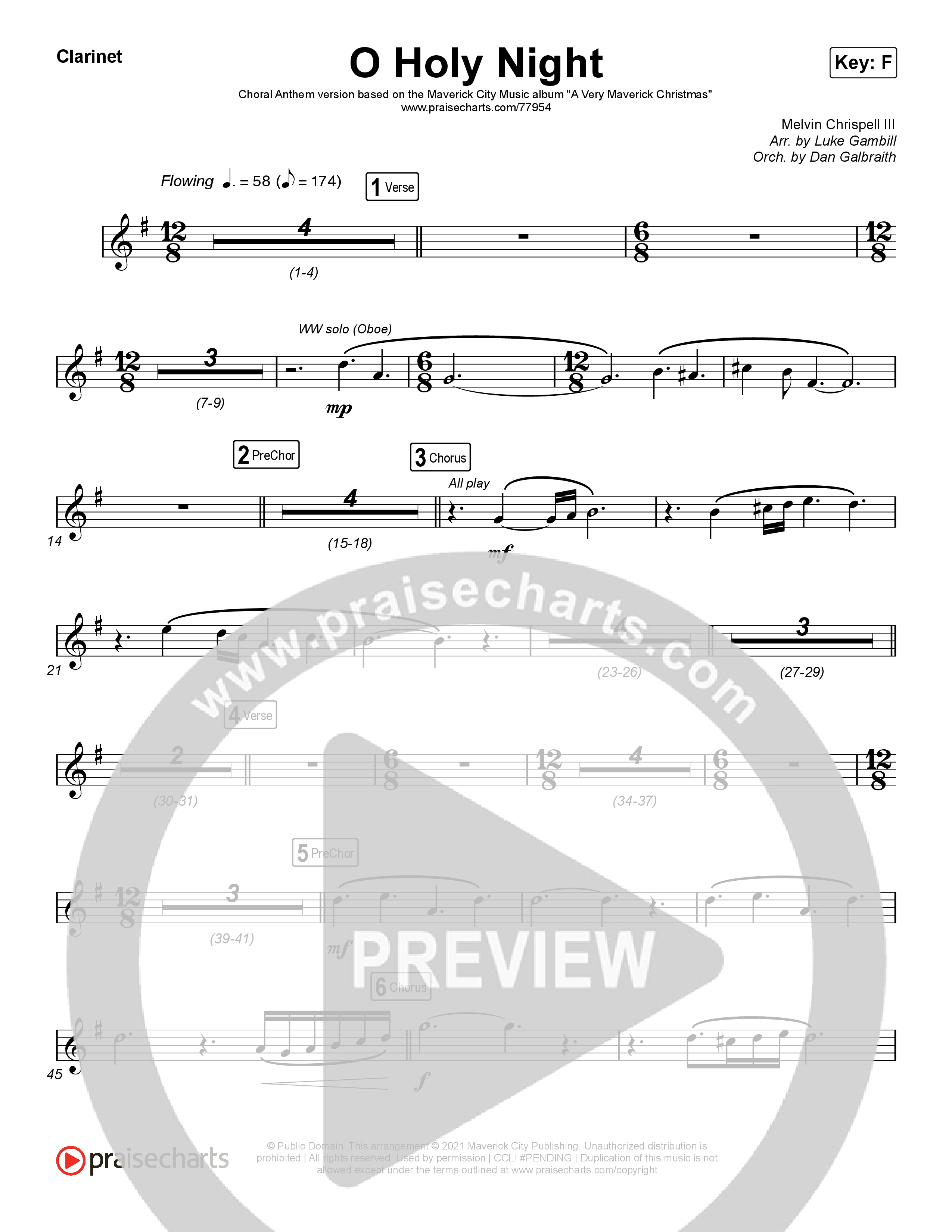 O Holy Night (Choral Anthem SATB) Wind Pack (Arr. Luke Gambill / Maverick City Music / Melvin Chrispell III)