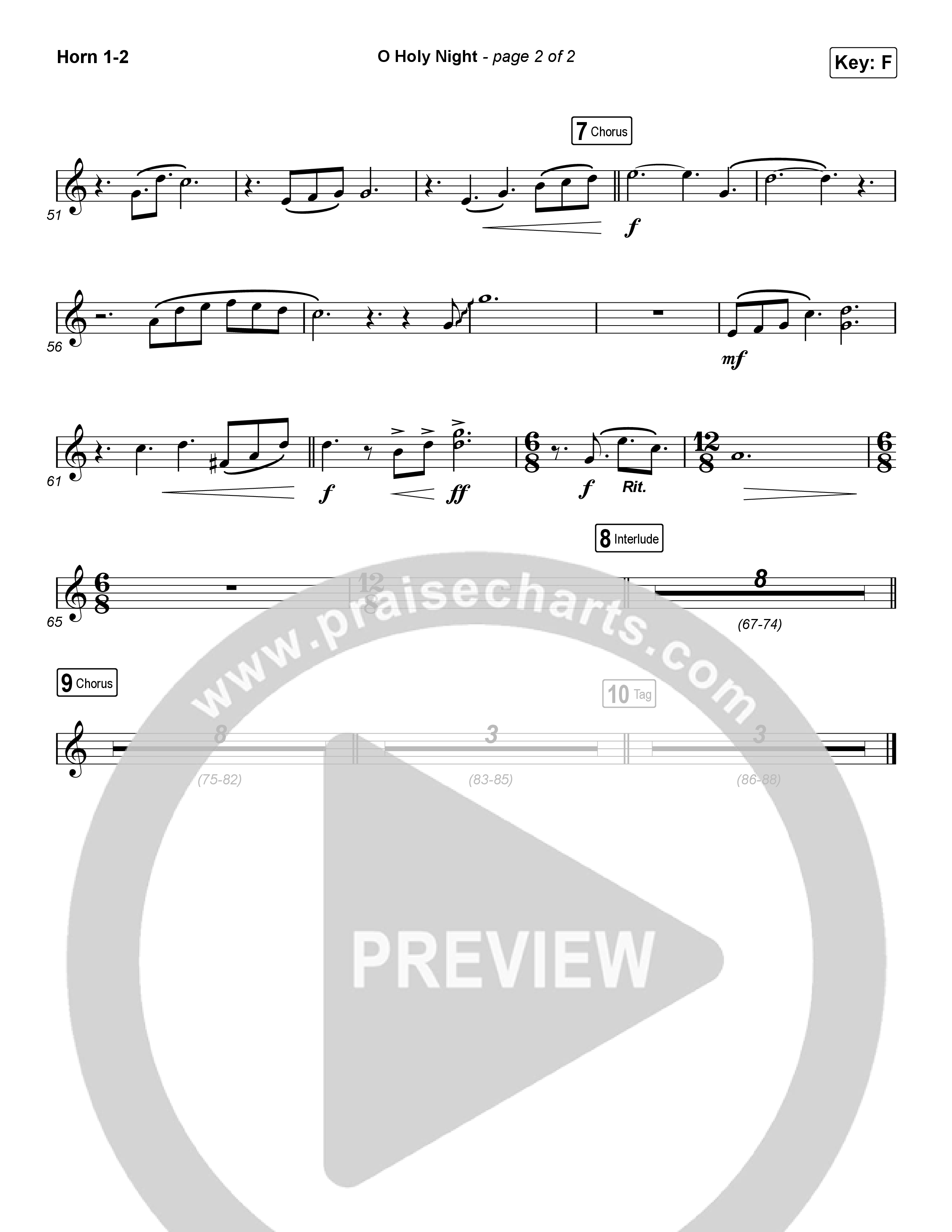 O Holy Night (Choral Anthem SATB) French Horn 1/2 (Arr. Luke Gambill / Maverick City Music / Melvin Chrispell III)