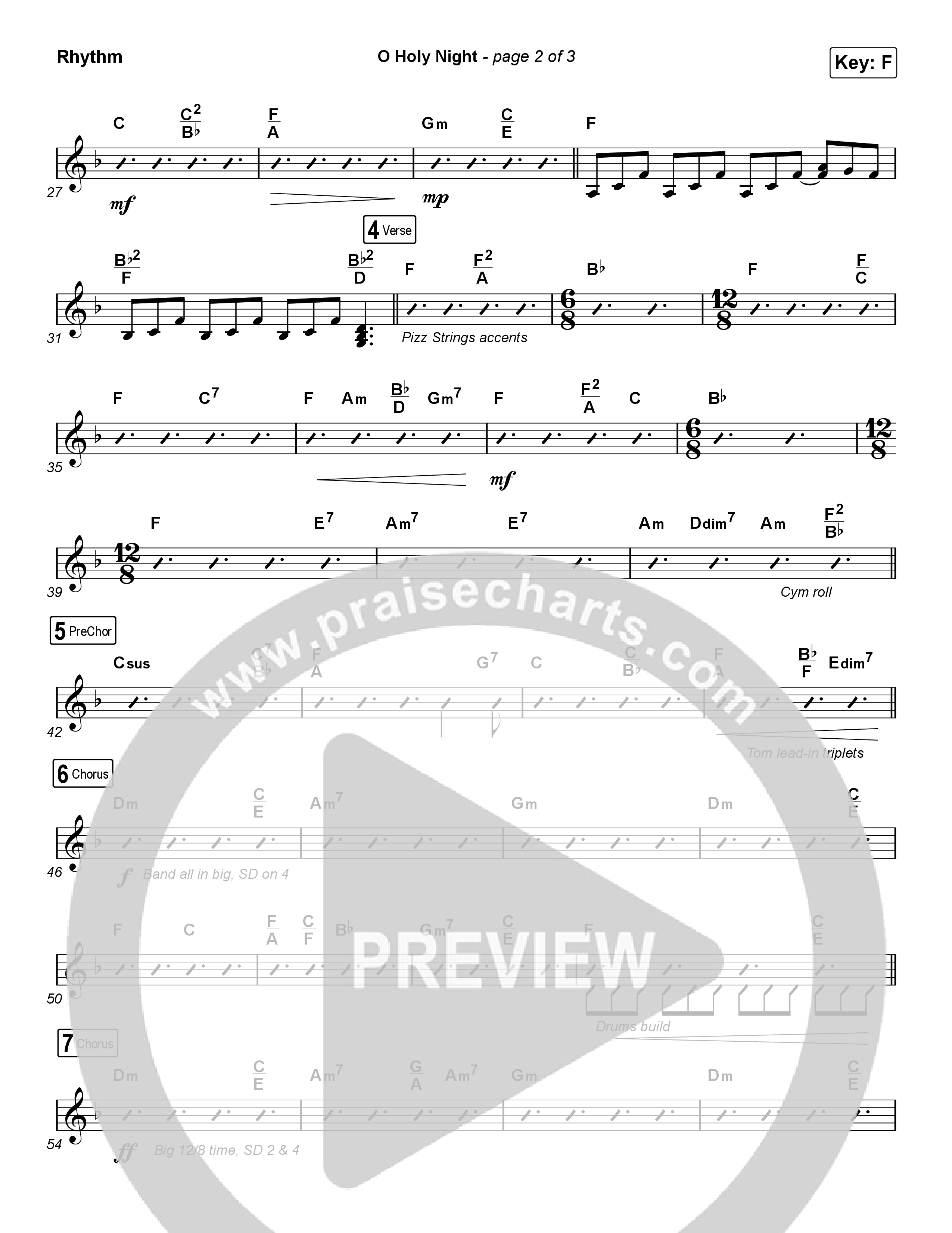 O Holy Night (Choral Anthem SATB) Rhythm Chart (Arr. Luke Gambill / Maverick City Music / Melvin Chrispell III)