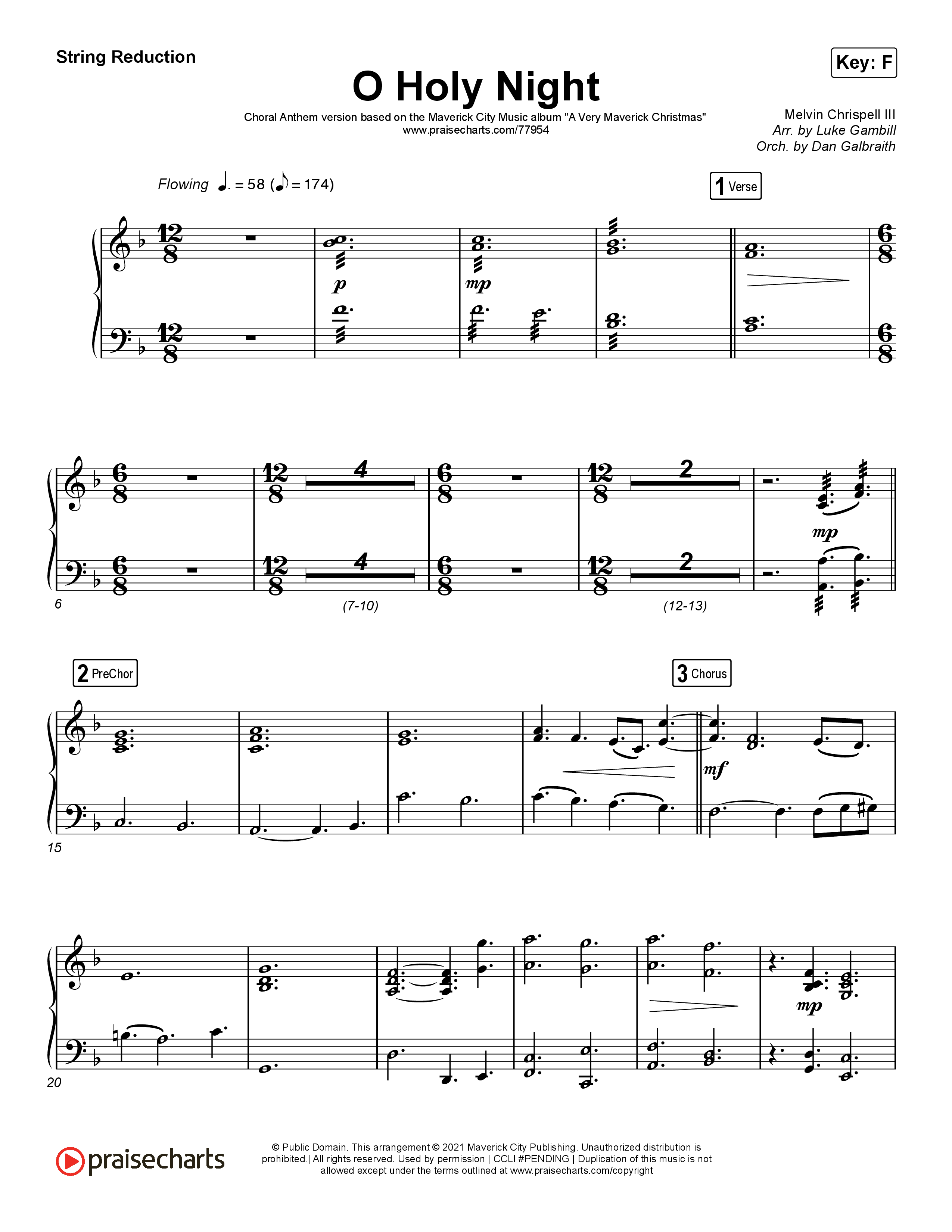 O Holy Night (Choral Anthem SATB) String Reduction (Arr. Luke Gambill / Maverick City Music / Melvin Chrispell III)