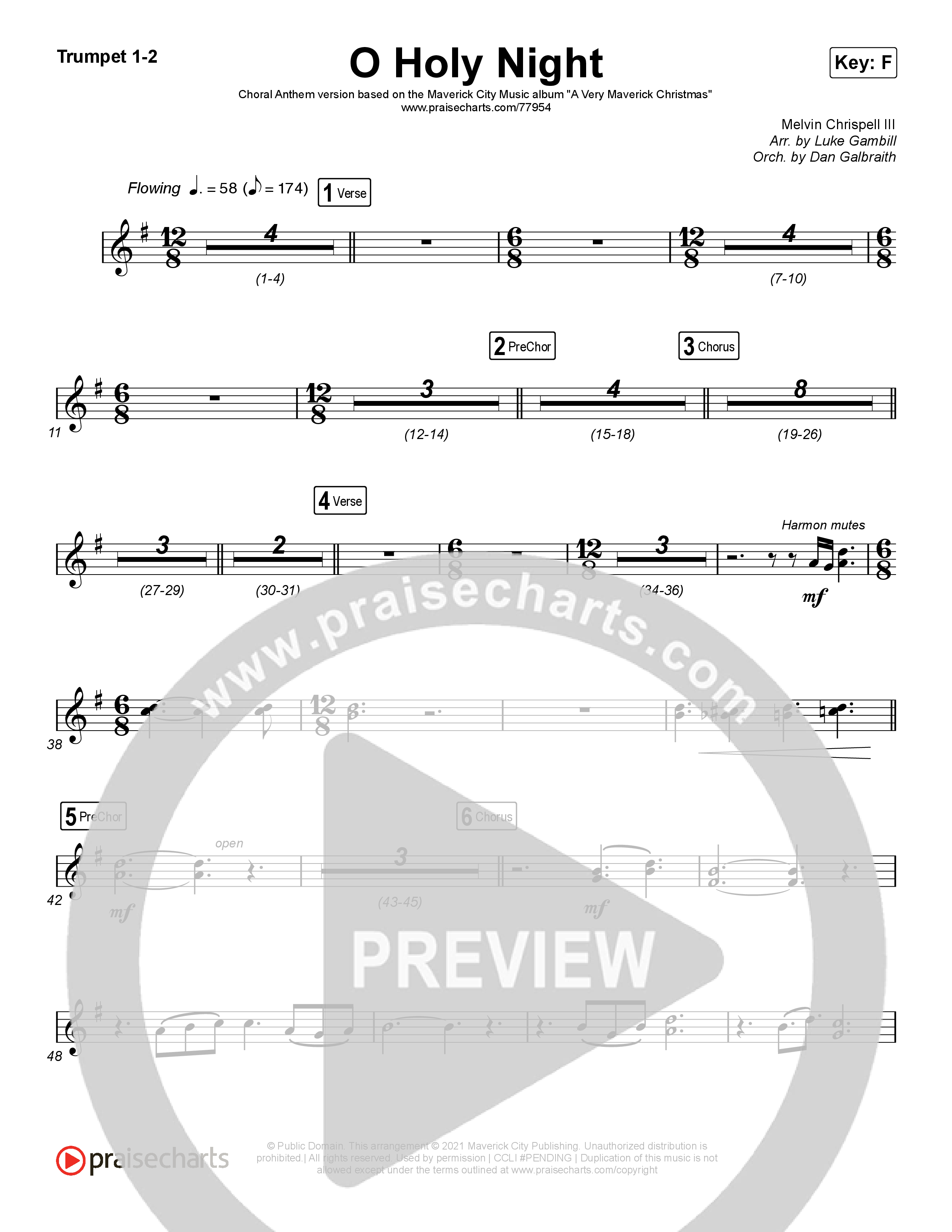 O Holy Night (Choral Anthem SATB) Brass Pack (Arr. Luke Gambill / Maverick City Music / Melvin Chrispell III)