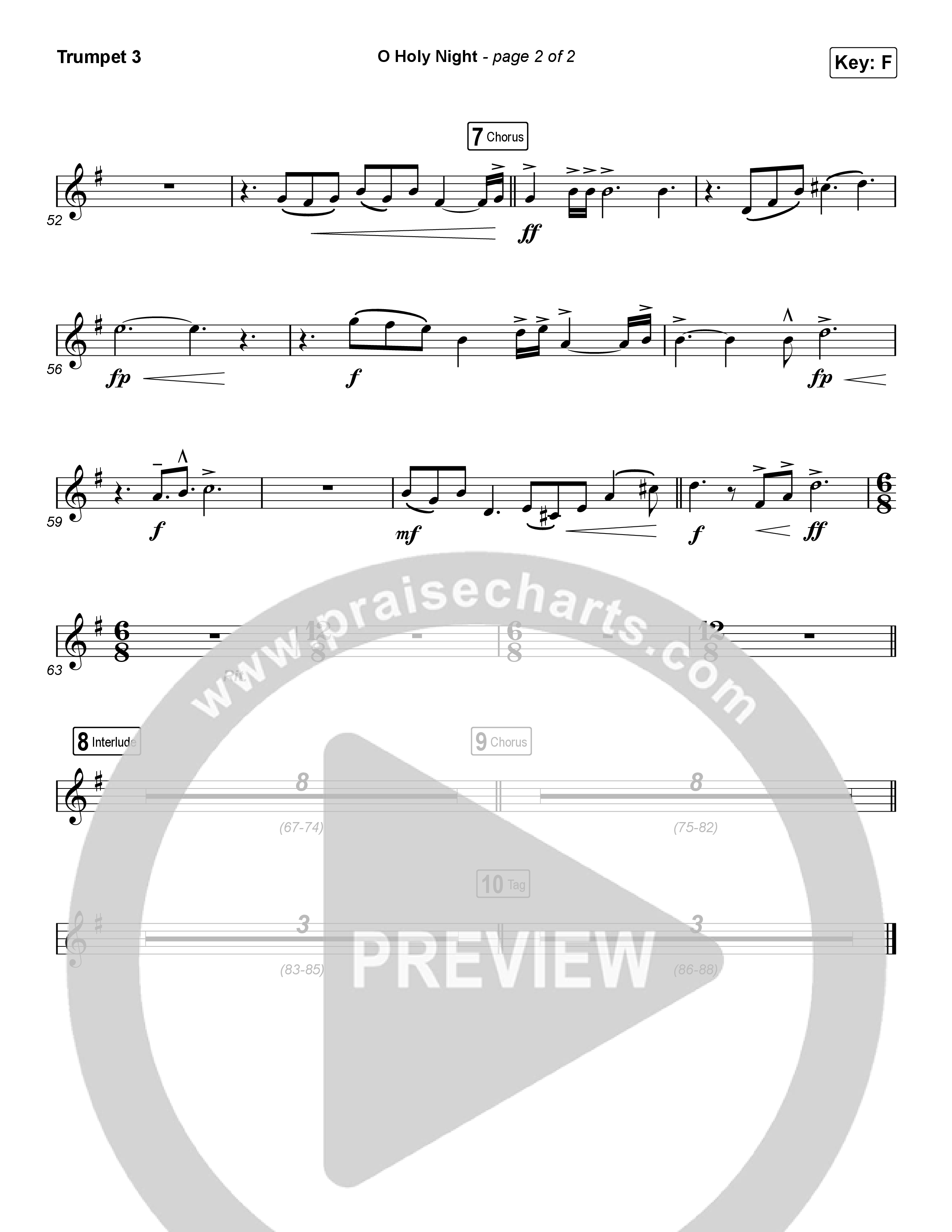 O Holy Night (Choral Anthem SATB) Trumpet 3 (Arr. Luke Gambill / Maverick City Music / Melvin Chrispell III)