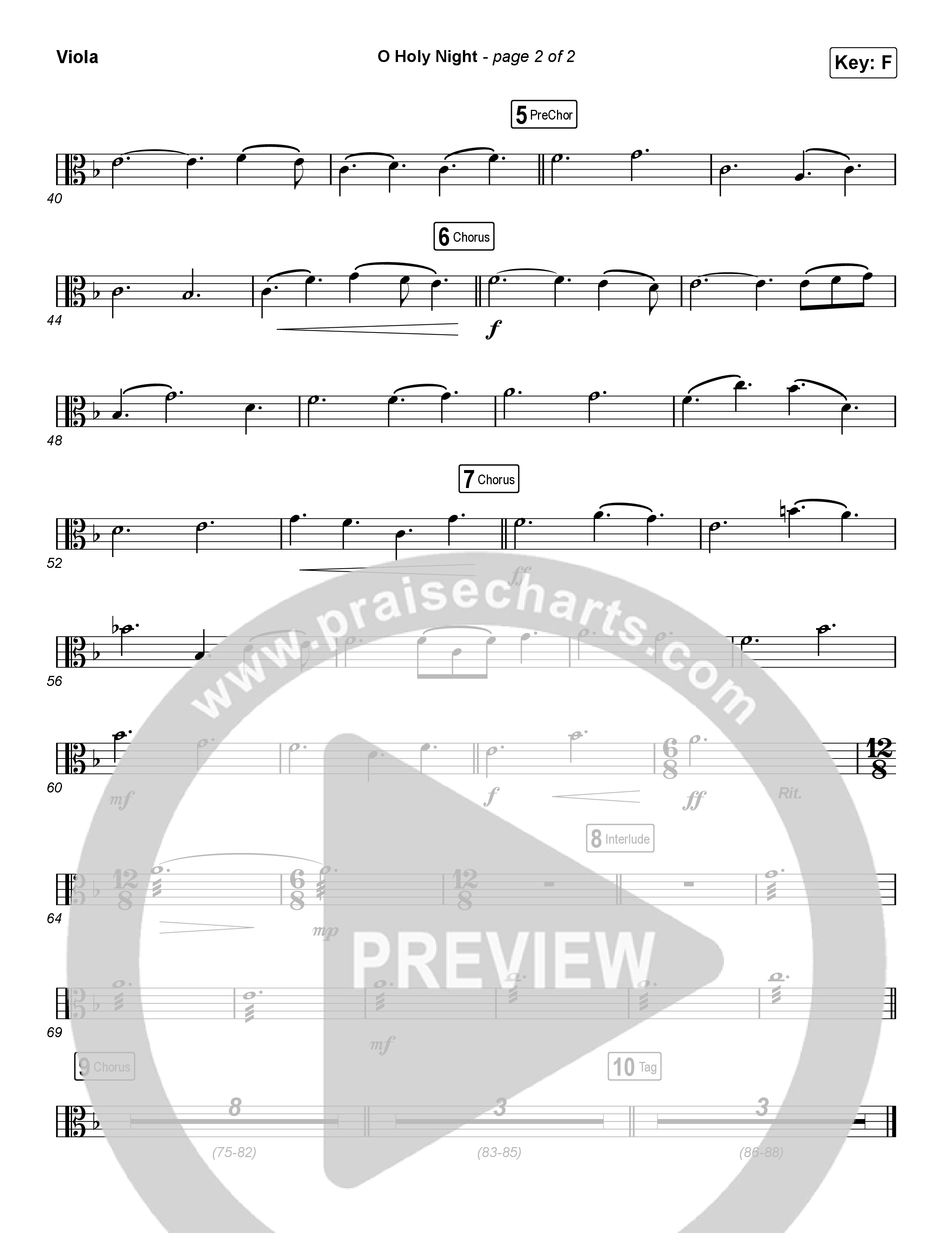 O Holy Night (Choral Anthem SATB) Viola (Arr. Luke Gambill / Maverick City Music / Melvin Chrispell III)