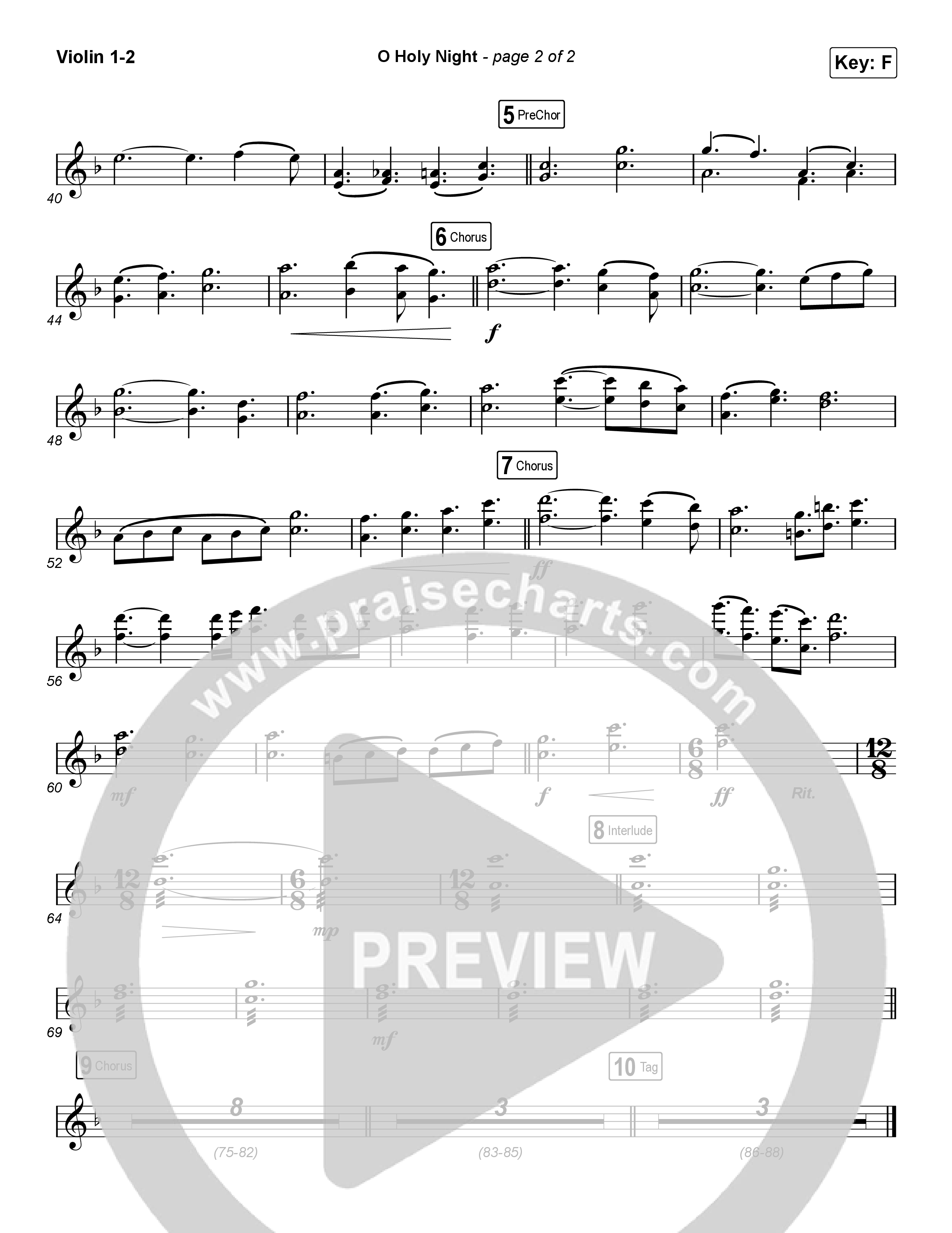 O Holy Night (Choral Anthem SATB) Violin 1/2 (Arr. Luke Gambill / Maverick City Music / Melvin Chrispell III)