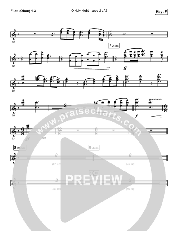 O Holy Night (Choral Anthem SATB) Flute/Oboe 1/2/3 (Arr. Luke Gambill / Maverick City Music / Melvin Chrispell III)
