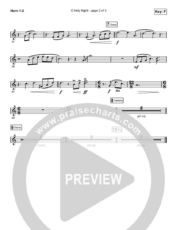 O Holy Night (Choral Anthem SATB) French Horn 1/2 (Arr. Luke Gambill / Maverick City Music / Melvin Chrispell III)
