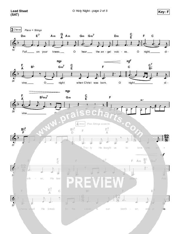 O Holy Night (Choral Anthem SATB) Lead Sheet (SAT) (Arr. Luke Gambill / Maverick City Music / Melvin Chrispell III)