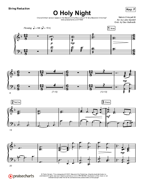 O Holy Night (Choral Anthem SATB) String Reduction (Arr. Luke Gambill / Maverick City Music / Melvin Chrispell III)