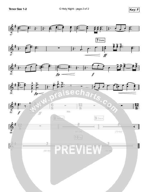 O Holy Night (Choral Anthem SATB) Tenor Sax 1/2 (Arr. Luke Gambill / Maverick City Music / Melvin Chrispell III)