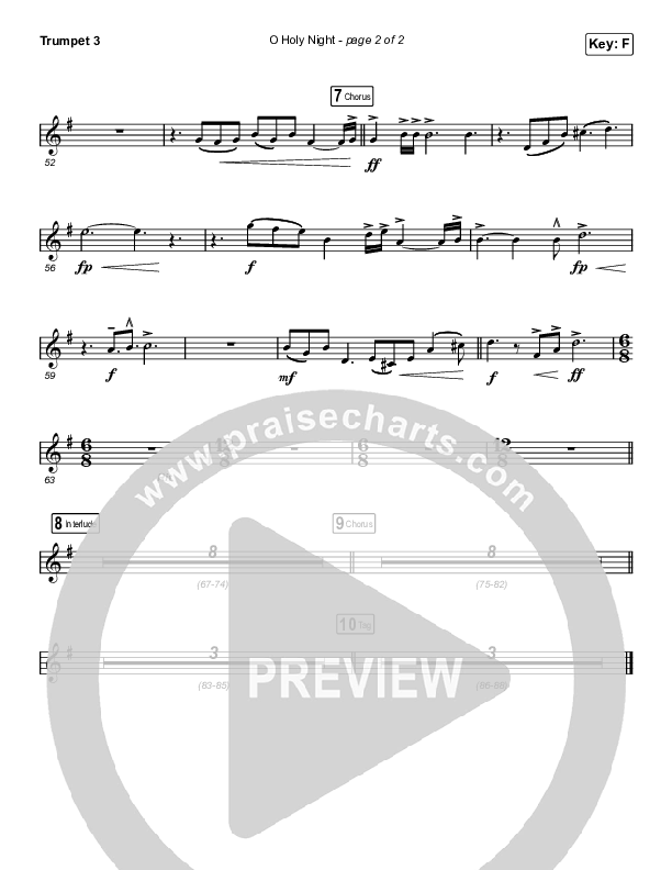O Holy Night (Choral Anthem SATB) Trumpet 3 (Arr. Luke Gambill / Maverick City Music / Melvin Chrispell III)