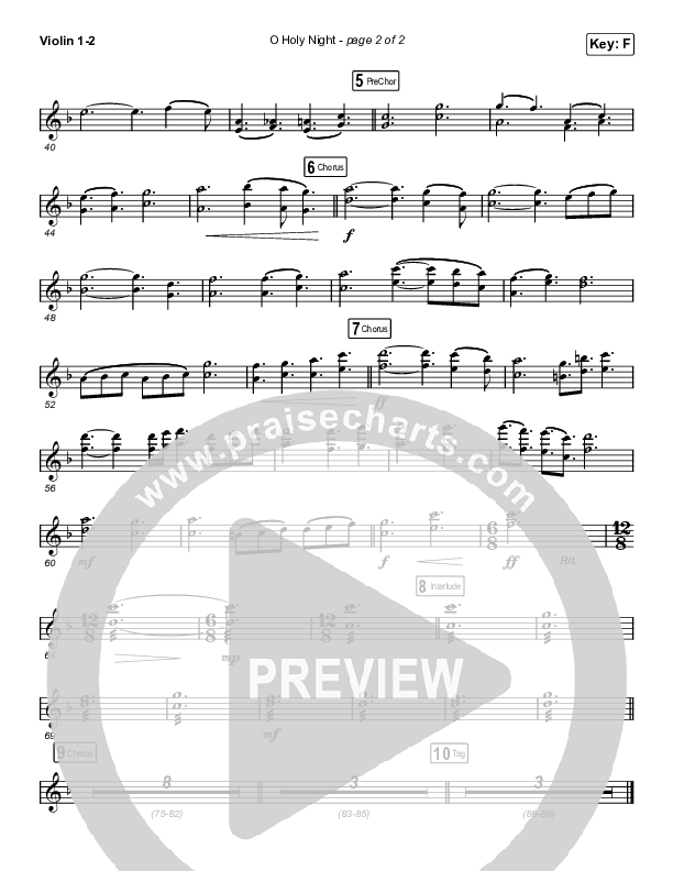 O Holy Night (Choral Anthem SATB) Violin 1/2 (Arr. Luke Gambill / Maverick City Music / Melvin Chrispell III)