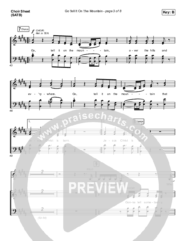 Go Tell It On The Mountain (Choral Anthem SATB) Choir Sheet (SATB) (Arr. Luke Gambill / Maverick City Music / Melvin Chrispell III / Chandler Moore)