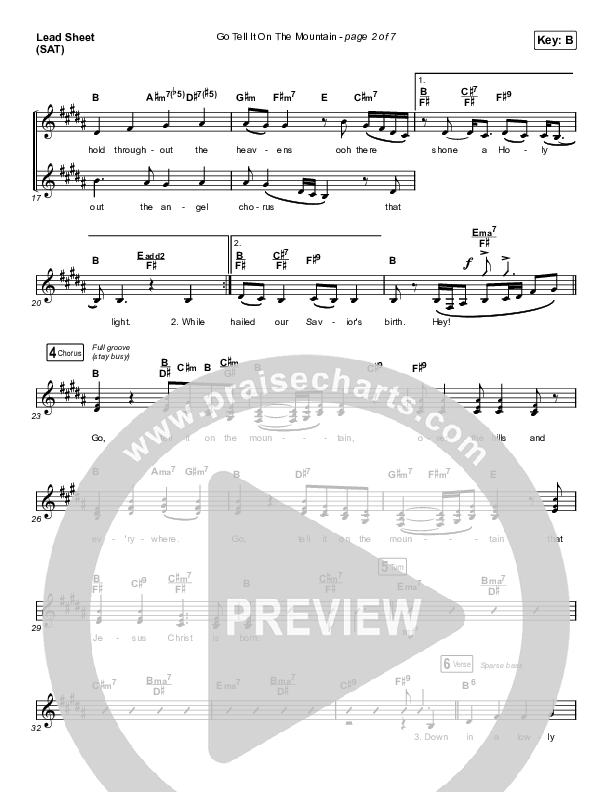 Go Tell It On The Mountain (Choral Anthem SATB) Lead Sheet (SAT) (Arr. Luke Gambill / Maverick City Music / Melvin Chrispell III / Chandler Moore)