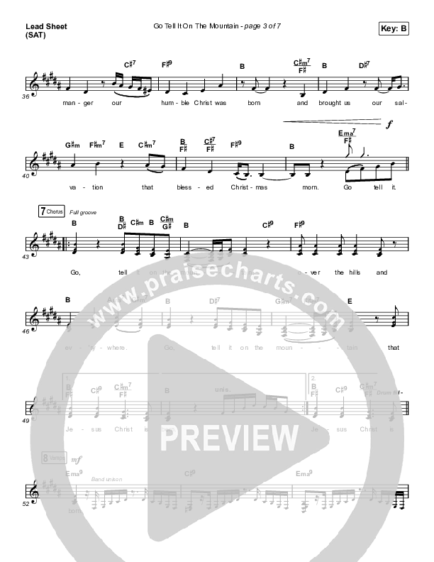 Go Tell It On The Mountain (Choral Anthem SATB) Lead Sheet (SAT) (Arr. Luke Gambill / Maverick City Music / Melvin Chrispell III / Chandler Moore)