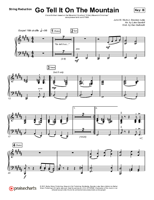 Go Tell It On The Mountain (Choral Anthem SATB) String Reduction (Arr. Luke Gambill / Maverick City Music / Melvin Chrispell III / Chandler Moore)