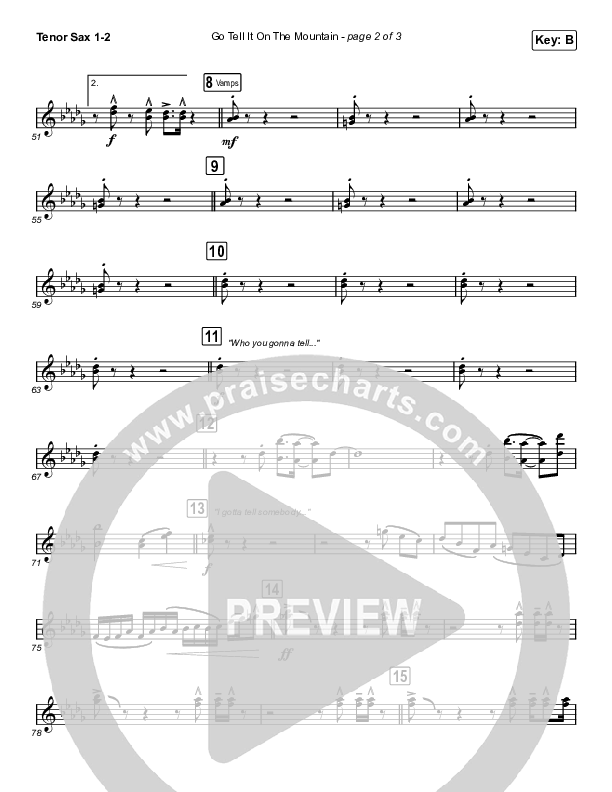 Go Tell It On The Mountain (Choral Anthem SATB) Tenor Sax 1/2 (Arr. Luke Gambill / Maverick City Music / Melvin Chrispell III / Chandler Moore)