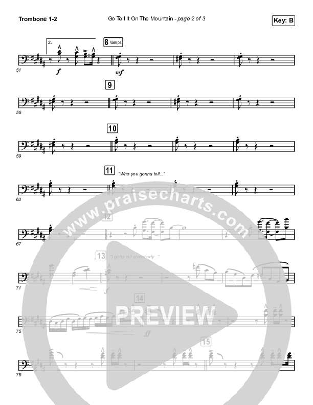 Go Tell It On The Mountain (Choral Anthem SATB) Trombone 1/2 (Arr. Luke Gambill / Maverick City Music / Melvin Chrispell III / Chandler Moore)