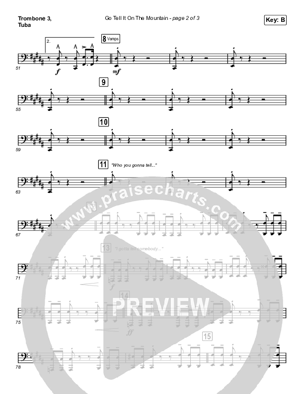 Go Tell It On The Mountain (Choral Anthem SATB) Trombone 3/Tuba (Arr. Luke Gambill / Maverick City Music / Melvin Chrispell III / Chandler Moore)
