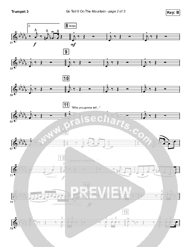 Go Tell It On The Mountain (Choral Anthem SATB) Trumpet 3 (Arr. Luke Gambill / Maverick City Music / Melvin Chrispell III / Chandler Moore)