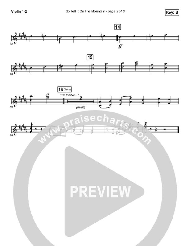Go Tell It On The Mountain (Choral Anthem SATB) Violin 1/2 (Arr. Luke Gambill / Maverick City Music / Melvin Chrispell III / Chandler Moore)