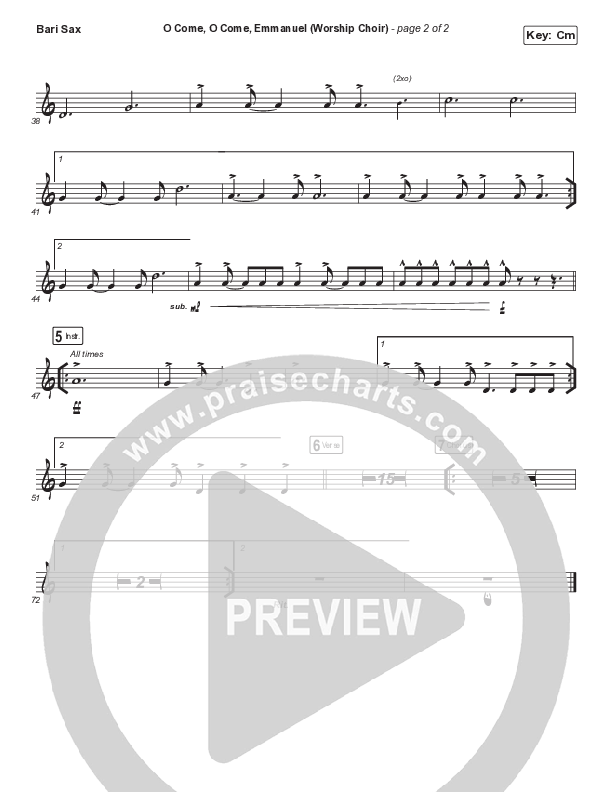O Come O Come Emmanuel (Choral Anthem SATB) Bari Sax (Arr. Luke Gambill / for KING & COUNTRY)