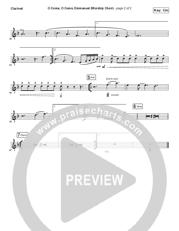 O Come O Come Emmanuel (Choral Anthem SATB) Clarinet (Arr. Luke Gambill / for KING & COUNTRY)