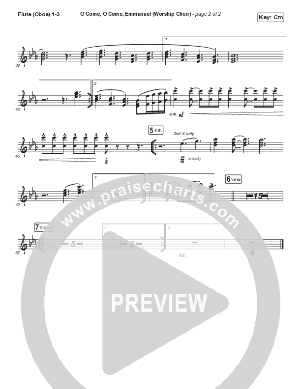 O Come O Come Emmanuel (Choral Anthem SATB) Flute/Oboe 1/2/3 (Arr. Luke Gambill / for KING & COUNTRY)
