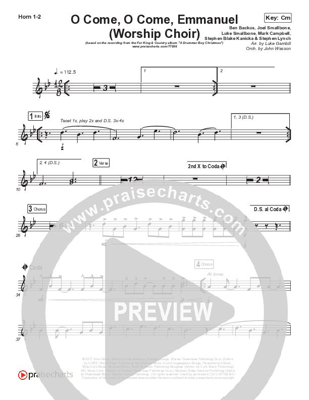 O Come O Come Emmanuel (Choral Anthem SATB) Brass Pack (Arr. Luke Gambill / for KING & COUNTRY)
