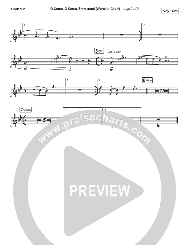 O Come O Come Emmanuel (Choral Anthem SATB) French Horn 1/2 (Arr. Luke Gambill / for KING & COUNTRY)