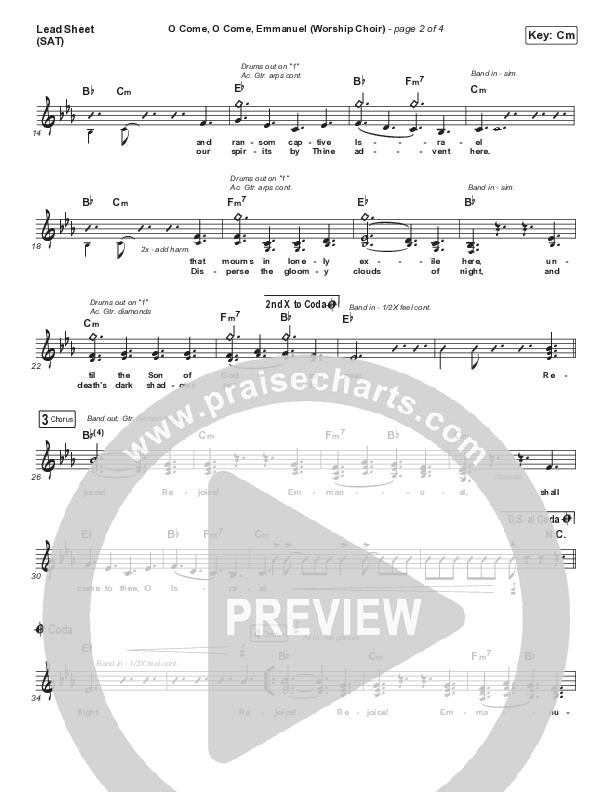 O Come O Come Emmanuel (Choral Anthem SATB) Lead Sheet (SAT) (Arr. Luke Gambill / for KING & COUNTRY)