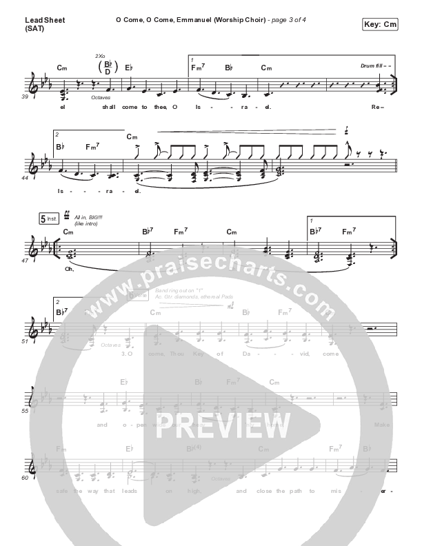 O Come O Come Emmanuel (Choral Anthem SATB) Lead Sheet (SAT) (Arr. Luke Gambill / for KING & COUNTRY)