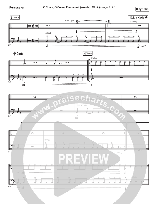 O Come O Come Emmanuel (Choral Anthem SATB) Percussion (Arr. Luke Gambill / for KING & COUNTRY)