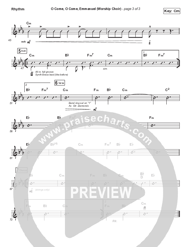 O Come O Come Emmanuel (Choral Anthem SATB) Rhythm Chart (Arr. Luke Gambill / for KING & COUNTRY)
