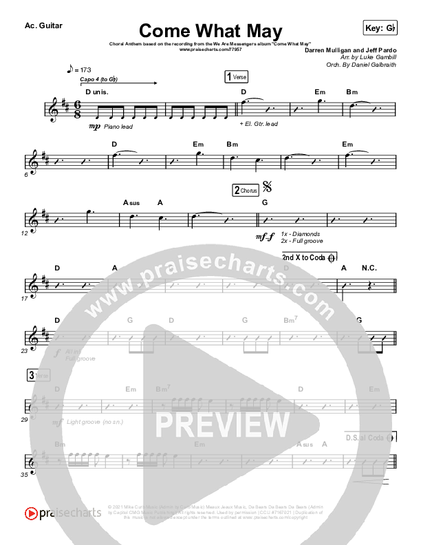 Come What May (Choral Anthem SATB) Acoustic Guitar (We Are Messengers / Arr. Luke Gambill)