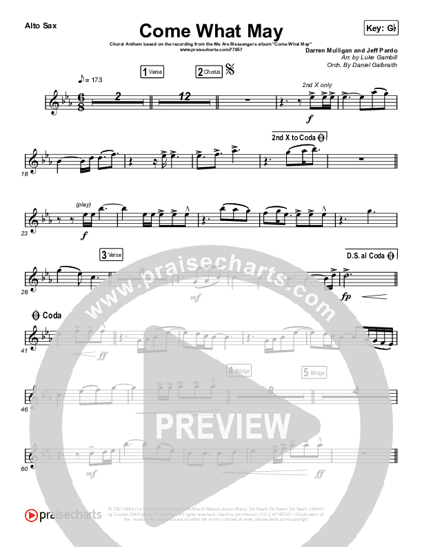 Come What May (Choral Anthem SATB) Alto Sax (We Are Messengers / Arr. Luke Gambill)