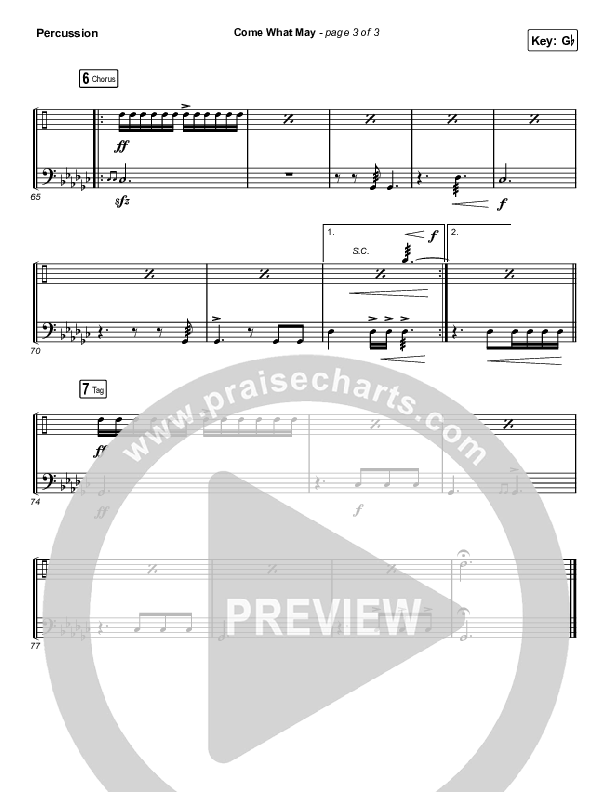 Come What May (Choral Anthem SATB) Percussion (We Are Messengers / Arr. Luke Gambill)